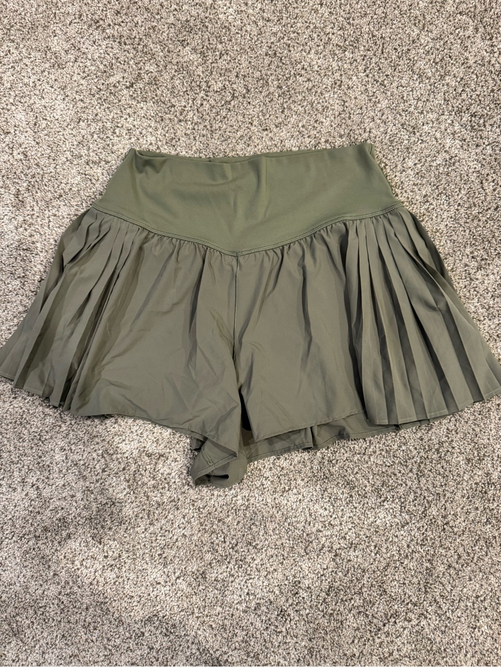 aerie Olive Green Pleated Athletic Shorts